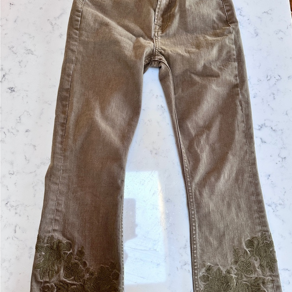 Johnny Was Olive Cropped Baby Boot Jeans